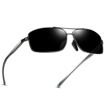 Классические Ретро Мужские Поляризованные Солнцезащитные очки, Мужские Прямоугольные Солнцезащитные Очки В алюминиевой оправе, Солнцезащитные очки, Мужские цветные солнцезащитные очки UV400