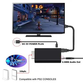Конвертер Адаптер Со Стабильным Сигналом Аудиовыхода Видеоигры Для PS2 В HDMI-совместимый Аудио-Видео Конвертер Для 480i 480P 576i