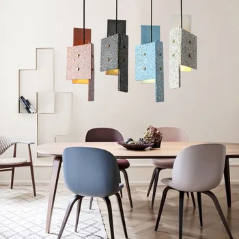 Люстра в скандинавском стиле терраццо, промышленные разноцветные цементные подвесные светильники, ресторан, столовая, кафе, дизайнерский светильник
