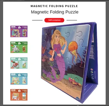 Магнитная игрушка-головоломка для детей с фигурками Танграм, Развивающие пазлы, игрушки для малышей, Монтессори для раннего обучения детей