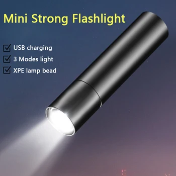 Мини Светодиодный фонарик с сильным светом, Многоцелевой портативный фонарик для самообороны, мощный световой фонарик с usb-зарядкой
