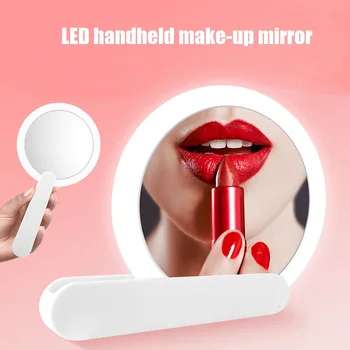 Мини-светодиодное зеркало для макияжа, портативный инструмент для макияжа с подсветкой, Складное зеркало для макияжа, ручное зеркало для макияжа с подсветкой
