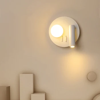 Минималистичный светодиодный настенный светильник Прикроватный Современный Минималистичный фон для гостиной Прожекторный настенный светильник Скандинавские светодиодные лампы для спальни