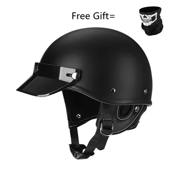 Мотоциклетный шлем в горошек с полуоткрытым лицом в стиле ретро для мужчин и женщин с двойнойD-образной пряжкой
