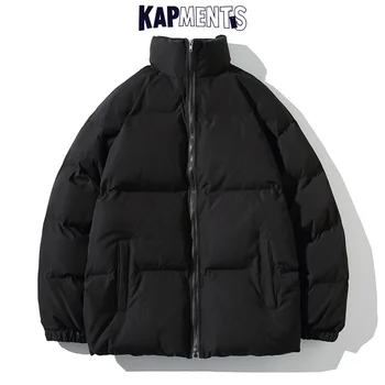 Мужская Однотонная Теплая Куртка-Пуховик Араджуку 2023, Парка, Мужская Японская Уличная Зимняя Куртка, Мужское Модное Пальто С Пузырями