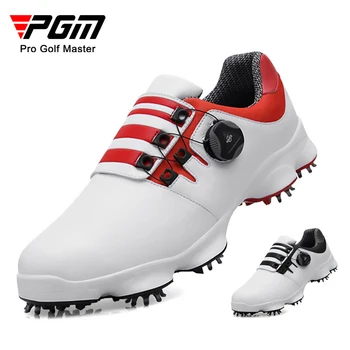 Мужская обувь для гольфа PGM с удобной ручкой и пряжкой, мужская обувь для гольфа, Водонепроницаемые кроссовки из натуральной кожи, нескользящие с шипами