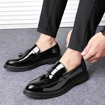 Мужские Оксфордские туфли с крылышками, Лоферы из натуральной кожи с кисточками, Мужские модельные туфли, Деловая Официальная Обувь 2023