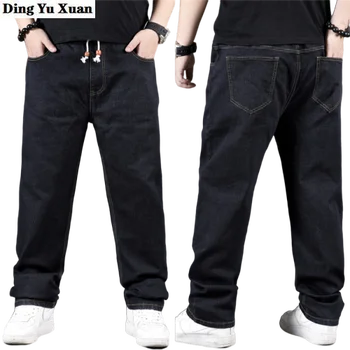 Мужские джинсы в стиле хип-хоп Стрейч Оверсайз, Мужские джинсы свободного кроя, Брюки 5XL 6XL 7XL, Большие мужские мешковатые джинсы Homme