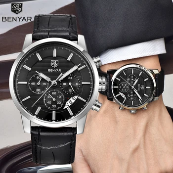 Мужские часы BENYAR, деловые модные мужские часы для мужчин, топ люксовый бренд, наручные часы, мужской спортивный хронограф reloj hombre 2023