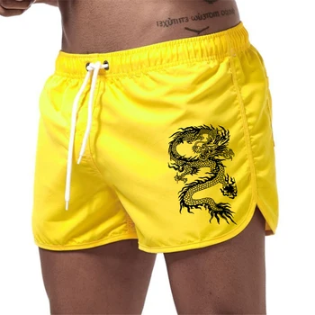 Мужские шорты с рисунком дракона в китайском стиле, дышащие шорты для повседневной носки, пляжа, бега трусцой, серфинга и пробежек