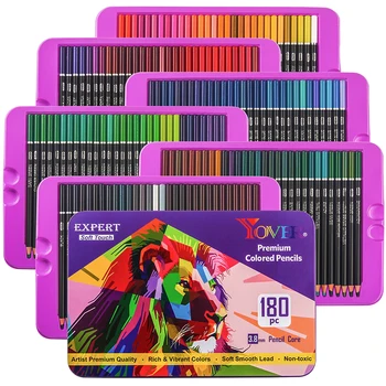 Набор цветных карандашей для художников 180 цветов, мягкая сердцевина, профессиональные номерные карандаши для рисования, Подарочная жестяная коробка для начинающих детей