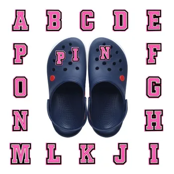 Новинка, 1 шт., розовые буквы, подвески в виде Крокодила, украшения для обуви из ПВХ, Алфавит 