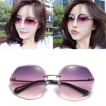 Новые солнцезащитные очки без оправы, женские солнцезащитные очки градиентного цвета, прозрачные модные солнцезащитные очки Ocean Piece