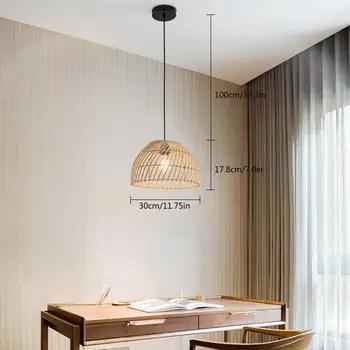 Освещение на 360 °, Уникальный потолочный светильник в стиле Ретро из плетеного ротанга, Подвесная люстра