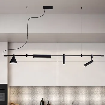 Подвесной светильник для домашнего декора, Дизайнерская светодиодная люстра в Скандинавском Стиле, точечный светильник черного цвета для столовой, кухни, бара, Подвесной светильник