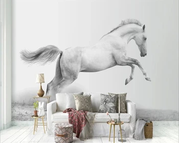Пользовательские обои 3d стерео фотообои современная минималистичная краска цвета белой лошади Обои для ТВ в скандинавском стиле 3D фреска