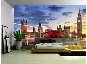 Пользовательские фото 3D обои Нетканая настенная роспись наклейка на стену Лондонский мост Красный автобус картина картина 3d настенная комната фрески обои