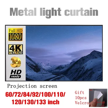 Портативный Светоотражающий Проекционный экран 16 9 Металлический Световой Занавес 4K HD 1080P Проекционный Экран для Дома и офиса на открытом воздухе