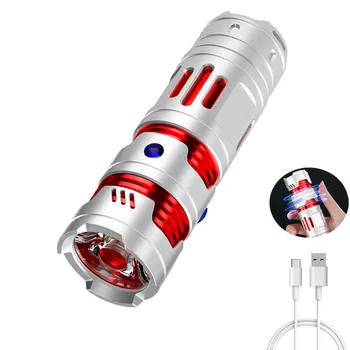 Портативный светодиодный фонарик высокой мощности EDC Воспроизводит декомпрессионные игрушки, мощный фонарик с зарядкой от Fidget Spinner Torch через USB-C
