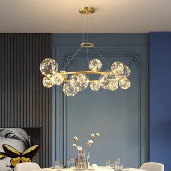 Постмодернистские подвесные светильники для столовой, гостиной, светодиодная лампа, скандинавский декор, стеклянный шар, золотой подвесной светильник, подвесной светильник