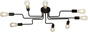 Потолочный светильник 8-Light с Напольным Креплением, Матовая черная отделка, Современный Промышленный Светильник для Столовой Гостиной Bedro