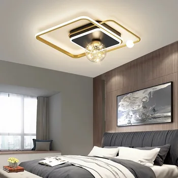 Потолочный светильник BOSSEN с современным светодиодным освещением полного спектра, круглая/ квадратная потолочная люстра для гостиной, спальни, столовой
