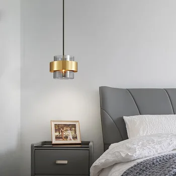 Прикроватная люстра светильник роскошный полностью медный потолочный светильник дизайнерский смысл прикроватная лампа для спальни современная простая лампа-люстра