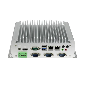 Промышленный компьютер HUNSN без вентилятора, IPC, Мини-ПК, J1900, IX09, 6 x COM, 2 x I211 LAN, HDMI, 3-КОНТАКТНЫЙ Phoenix, слот для SIM-карты, Сброс WDT