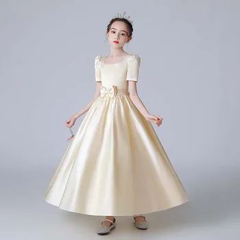 Свадебное платье с цветочным узором для Девочек, Короткое Платье Принцессы на День Рождения, Детское Элегантное Платье Для Выступления на Фортепиано