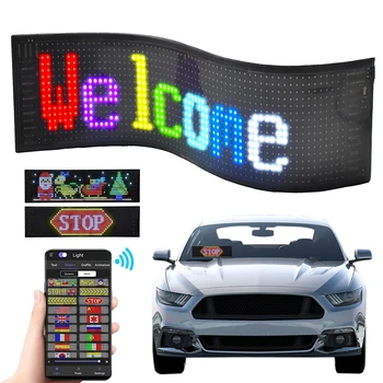 Светодиодная Матричная Пиксельная панель Bluetooth Прокручивающееся Заднее стекло Автомобиля Доска объявлений Гибкий Рекламный Экран RGB Программируемый дисплей