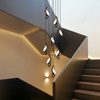 Современная светодиодная подвесная лампа, используемая Для внутреннего освещения квартиры, столовой, гостиной, Круглого Дизайна, Декоративной люстры для лестниц