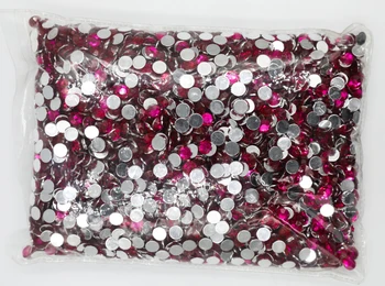 Темно-розовый цвет 1,5 ~ 12 мм с плоской задней частью, круглые акриловые бусины/камни, Акриловая смола, 3D дизайн ногтей/украшение одежды
