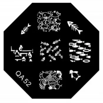 Трафаретный печатный станок серии QA шаблон для многоразового использования с изображениями пластин DIY инструменты для ногтей рыбья кость Пингвин QA52