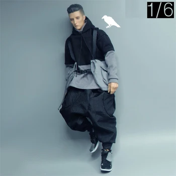 Трендовая толстовка с капюшоном, штаны-солдатики, жилет, Функциональная модель в стиле уличных танцев для 12-дюймовой куклы