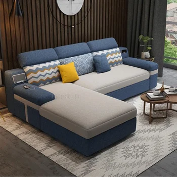 Угловой диван-кровать, Шезлонг, Скандинавский минималистичный Маленький диван для гостиной, Многофункциональная Тканевая мебель для дома