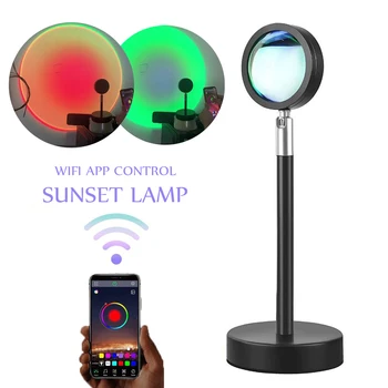 Умное приложение RGB Проекция Заката Солнечная Лампа USB Изменение цвета Радуги Вращение на 180 градусов Романтические Радужные Визуальные ночные огни
