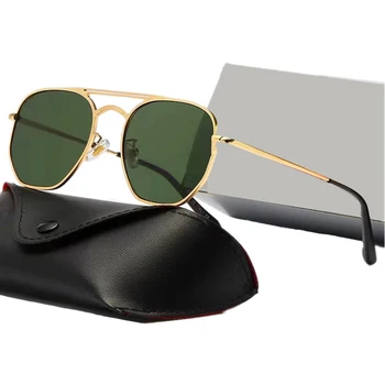 Фирменные Дизайнерские Полигональные металлические Солнцезащитные очки Для мужчин И женщин, Зеркальные солнцезащитные очки в стиле ретро для мужчин, Классические Аксессуары для очков для вождения и путешествий