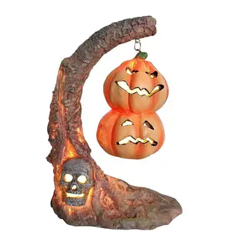 Фонарь в виде тыквы на Хэллоуин со светодиодной подсветкой, Тыква с черепом летучей мыши, декор для Хэллоуина, Гирлянды на Хэллоуин, Хэллоуин