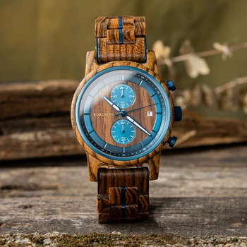Часы BOBO BIRD Wood, Мужские деловые японские кварцевые часы с гравировкой, наручные часы с хронографом и дисплеем даты, подарок на заказ