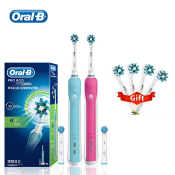 Электрическая зубная щетка Oral B Pro 600 с индуктивным зарядом Вращение щетки для чистки зубов с заменяемой головкой щетки
