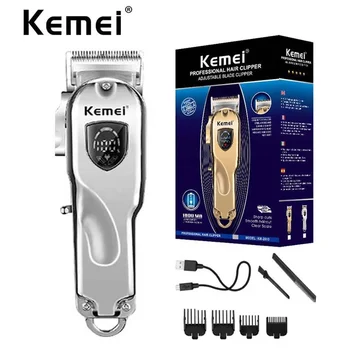 Электрическая машинка для стрижки волос Kemei с ЖК-дисплеем KM-2010, быстрая зарядка, машинка для стрижки волос, триммер для волос в металлическом корпусе