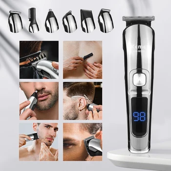 Электрическая машинка для стрижки волос Kemei для мужчин, профессиональный Триммер для волос, Машинка для стрижки волос для мужчин, инструмент для стрижки волос, Бритва со светодиодным дисплеем, Бритва