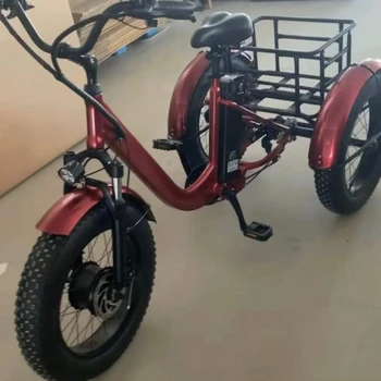 Электрический трехколесный велосипед мощностью 250 Вт с 20-дюймовыми толстыми шинами и электрическим мотодельтапланом с дроссельной заслонкой