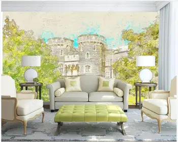 фото обоев 3 d настенная роспись на заказ в европейском ретро-замке, украшение гостиной в акварельном стиле, обои для стен в рулонах